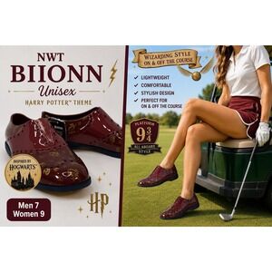 BIION Harry Potter Burgundy Patent Golf Shoes Unisex Men 7 Women9 Waterproof NWT